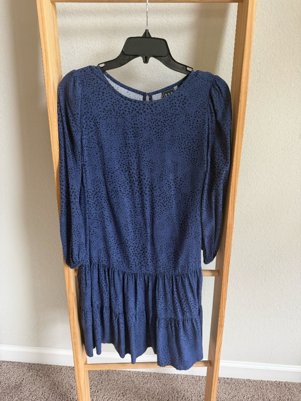 GAP Blue & Black Speckled Dot Drop Waist Dress – Size M